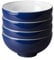 Denby - Elements Dark Blue Rice Bowls Set of 4 - Dishwasher Microwave Safe Crockery 480ml 13cm - Navy Blue, White Ceramic Stoneware Tableware - Chip & Crack Resistant Soup Bowls