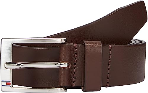 Tommy Hilfiger Herren Gürtel New Aly Belt Ledergürtel, Braun (Testa Di Moro), 80 cm