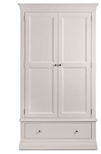 Julian Bowen Clermont 2 Door 1 Drawer Wardrobe, Light Grey