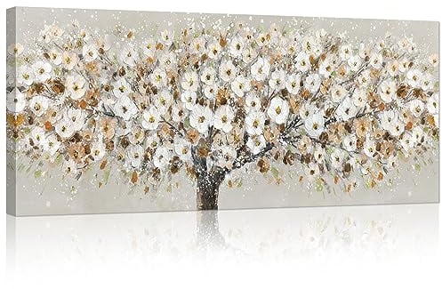 FajerminArt Grande Stampa su Tela con Cornice Albero Cerasus in Fiore Quadri Moderni Albero della Vita Immagine Pittura su Tela Soggiorno Camera da Letto Ristorante Decorazione Murale 120x50cm