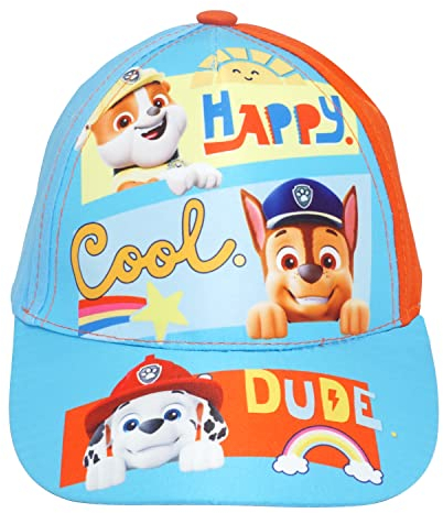 1 x Baseball-Baumwollkappe 52 cm, bedruckter Paw Patrol, verstellbare Kappe für Sonnenstrahlschutz, bestes Kindergeschenk für sonnige Tage ab 3 Jahren
