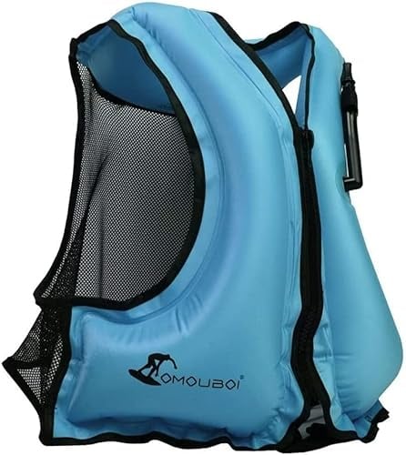FORWEWAY Aufblasbare Schnorchelweste, Option Sommerstrand, Unisex, Geeignet für Viele Wassersportarten, 66-220 lbs(Blau)