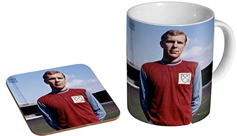 Bobby Moore Legend – Tasse à café en céramique + dessous de verre Coffret cadeau