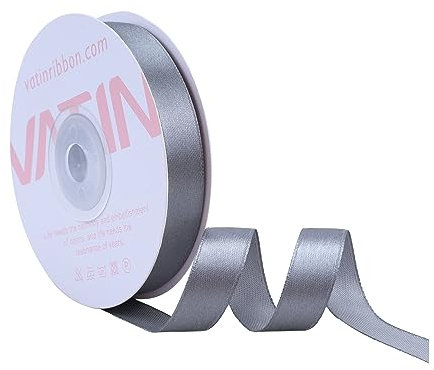 VATIN 25 Meter Satinband Silber 12MM Einseitiges Farbband Schleifenband Band geschenkband Dekoband satinband