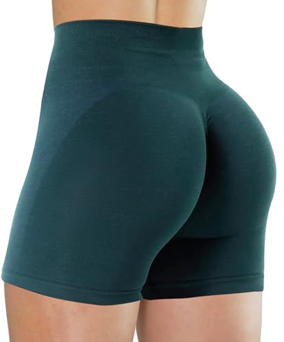 Unthewe Workout Butt Lifting Shorts für Frauen Hohe Taille Nahtlos Gym Yoga Booty Shorts, Scrunch Deep Teal, Mittel