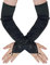 1 paio di guanti neri con gancio, in maglia elasticizzata, lunghi guanti vintage da donna, senza dita nere, adatti per matrimoni, serate, feste, spettacoli d'opera, Nero , 64