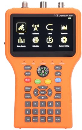 4,3-Zoll-LCD-Bildschirm Satellitenschüssel-Signalfinder V8 FINDER PRO FTA DVB S2 S2X Signalmessgerät mit Kompassfunktion (EU-Stecker)