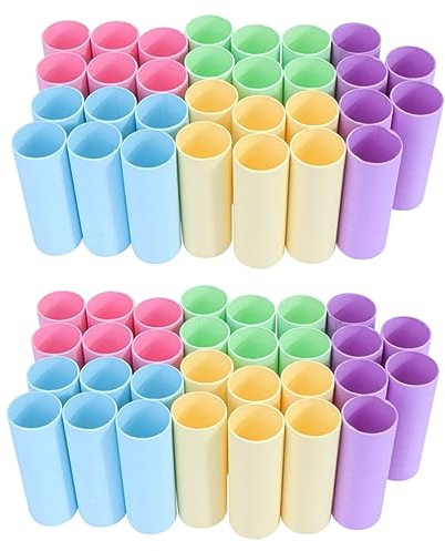NUOBESTY 40 Stück Lehrreiche Farbige Toilettenpapier-Massenpapierhandtücher Im Karton Bastelröhren Bunte Seidenpapier-Verpackungsröhren Kraftpapier Papprolle Papierrollen-Puzzle