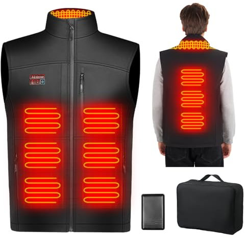 Moteoza Heated Gilet for Men, Rechargeable Heating Jacket with 10000 mAh Battery Pack,Winter Fleece Heated Vest with 3 Adjustable Temperature