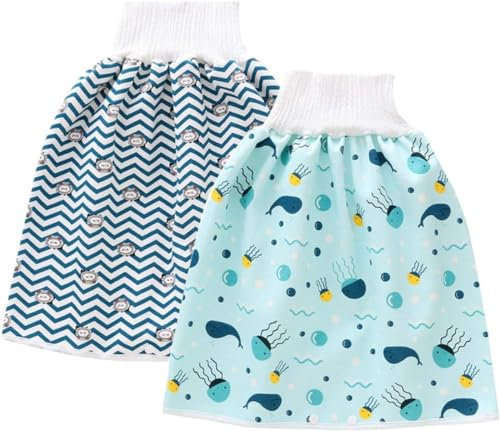 anso Baby-Windelrock, waschbar, für Kleinkinder, Töpfchentraining, Baumwolle, Toilettentraining, Windelrock, 2 Stück (B, 4 - 8 Jahre)