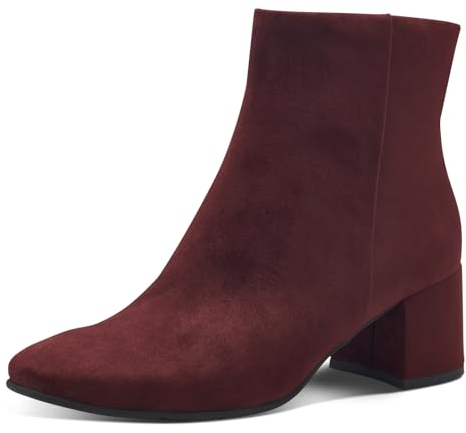 MARCO TOZZI Damen Stiefeletten mit Absatz Elegant mit Reißverschluss, Rot (Bordeaux), 37 EU