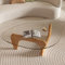 PRITIY Table basse de salon universelle moderne table basse triangulaire en verre avec pieds en bois (chêne) (bois original + transparent, 82 x 57 x 40 cm)