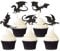 25PCS Dragon Cupcake Toppers Glitter Fantasy Birthday Cupcake Flying Dragon Cupcake Toppers Theme Baby Shower Kids Birthday Party Cake Decorations Supplies Black