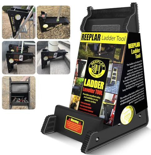 Ladder Leveler, Stair Ladder with Storage, Pitch Hopper, Multi-Use Leveling Tool, Easy to Use, Stable Platform for All Surfaces and Uneven Ground, Widely Used in Slopes, Stairs, Sloping Roofs