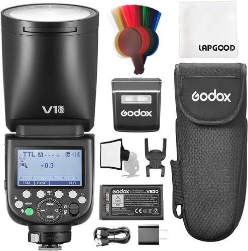 Godox V1 PRO-S V1pro S TTL Rundkopf Kamerablitz für Sony,78Ws 2,4G HSS 1/8000s Li-Ion Blitzgeräte mit Externer Blitz SU-1,LED-Modellierlampe Godox Blitz Sony