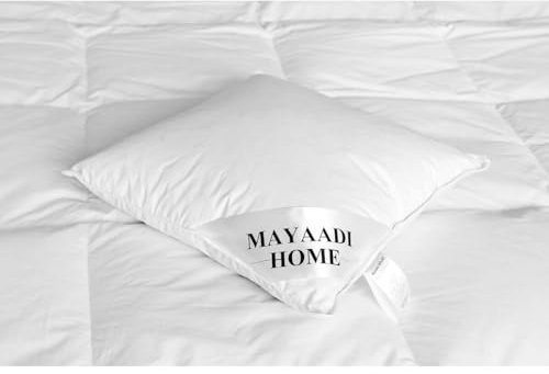 Mayaadi-Home Kopfkissen 45x45 cm | 500g Füllung, 70% Daunen 30% Federn | 100% Natur Bezug aus Baumwolle | Optimales Kissen zum Schlafen | HS113 Daunenkissen