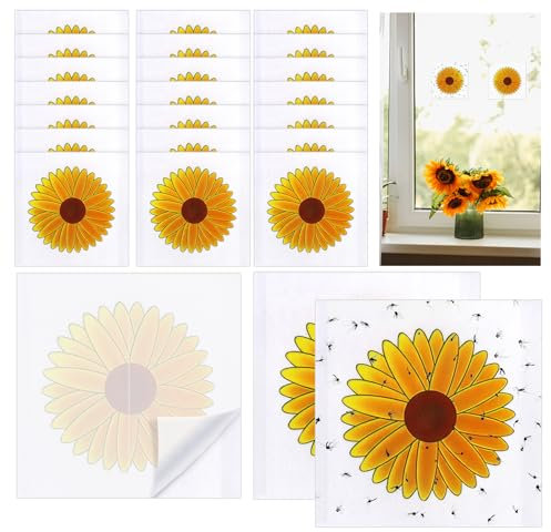LOOPES 50pcs Fly Stickers for Windows Sunflower Fly Papers for Indoors Sticky Fruit Fly Traps Indoor Plant Fly Catcher Sticky Killer Window Best Way to Get Rid of Flies for Houseflies Indoors