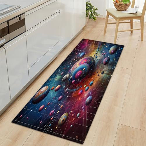 Generic Küchenläufer Fantasie Sterne Galaxie Universum Motiv Teppich Läufer 50x140cm, rutschfest Pflegeleicht Multi Teppich Läufer für Küche, Flur, Eingangsbereich, Esszimmer