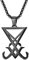 JewelryWe Siegel von Luzifer Kette Herren: Schwarz Edelstahl Satanisches Symbol Sigil of Lucifer Satan Anhänger Religiöse Halskette Heidnisch Wicca Amulett Schmuck für Männer