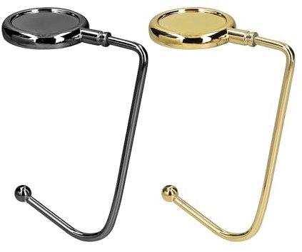 kwmobile 2X Tisch Handtaschenhalter Haken - Antirutsch Taschenhaken Halterung Handtaschen - Taschenaufhänger Halter in Dunkler Schiefer Gold
