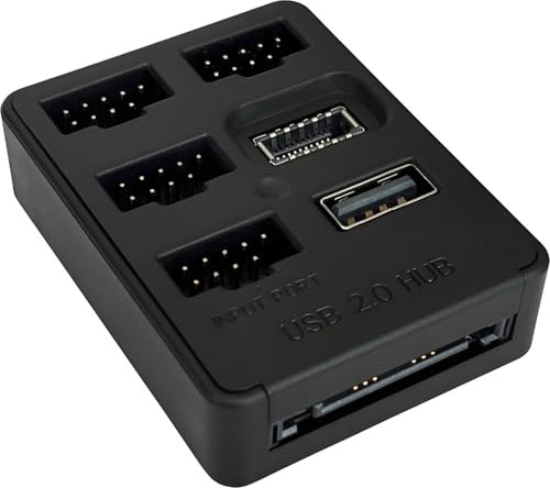 5 Ports Internal USB Hub, Motherboard 9pin USB 2.0 Header Splitter, USB 2.0 to USB 3.2 Gen 1 Header Adapter.