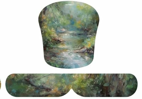 TECKNET Tapis de Souris et Repose-Poignet Clavier, Mouse Pad Ergonomique en Mousse à Mémoire pour Bureau Ordinateur, Gamer, Antidérapant, Imperméable, Flexibilité Pliable