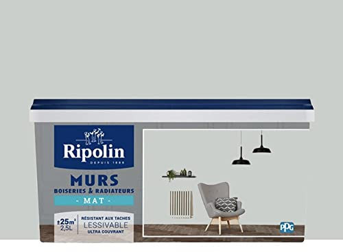RIPOLIN Peinture Murs, Boiseries, Radiateurs Mat Gris lomé 2,5 L