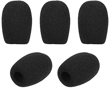 Funien Mini bonnettes Anti-Vent pour Microphone, Protections en Mousse pour Micro-Casque à Revers, Noir, Lot de 5 pièces