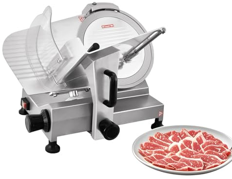 Hakka Electric Meat Slicer, 8inch Blade Commercial Food Slicers Aluminum Alloy Semi-Auto Cheese Slicer for Meat Bread Ham Adjustable Thickness 220V/50Hz/120W