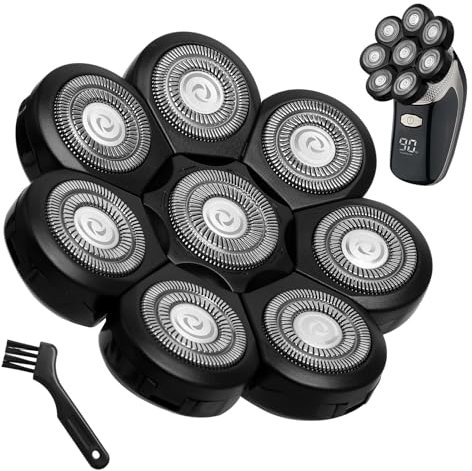 Kopfrasierer für Glatzen Rasierer Herren, Rasierer Kopf mit 8 Scherköpfe Ersatzklinge Bart Cutter für Head Shaver Nass-Trocken Rasierer Glatze Herren(8D, Schwarz)