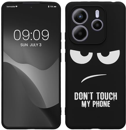 kwmobile Carcasa Compatible con Xiaomi Redmi Note 14 5G (No para 4G) - Funda móvil TPU - Don't Touch my Phone Blanco/Negro