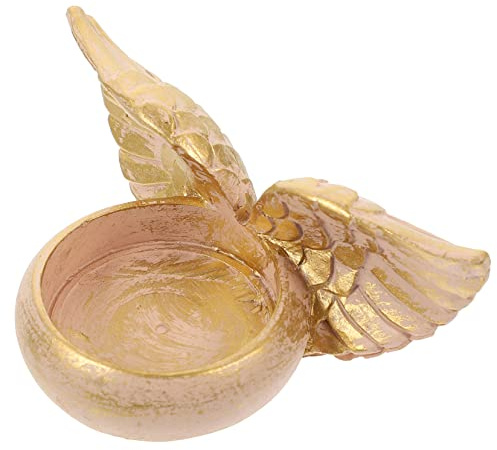 Weihnachten Party Advent Kerzenhalter Engelsflügel Kunstharz Tischdeko | Goldene Ausführung, für Votivkerzen und Tischplatten, Schlichtes Nordisches Design, Feine Verarbeitung