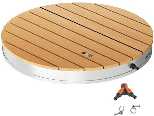 Outsunny Douche de Jardin extérieure Portable, Douche de Camping Hauteur de Fontaine réglable jusqu'à 4 m, Structure en Aluminium, résistante aux UV et au Gel pour Piscine, Plage et Spa. Ø 70,5 cm