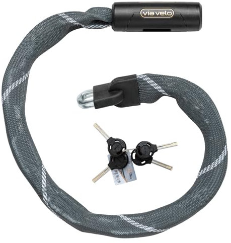 Via Velo Fahrradschloss, 7 mm, vierseitig, 1,1 m Länge, 4 Schlüssel, Grau, Fahrradschloss