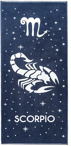 textile idea Handtuch Baumwolle 100% – Weiches Badetuch mit Motiv für Damen, Herren & Kinder – Duschtuch, Strandtuch & Sporthandtuch, astrologisches Design – 67x150cm – Sternzeichen Skorpion