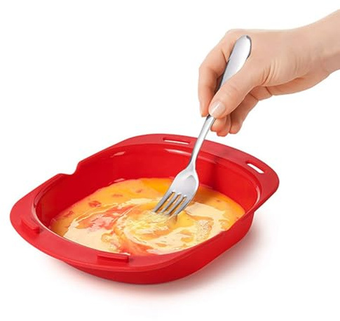 Omelette Maker – Portomeletta Mikrowelle | Antihaft-Silikonpfanne | Eierzange für die Mikrowelle | Staubfeste Pfanne | Integriertes Design zum Kochen mit Eierrollen | Zubehör