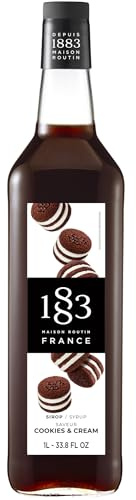 1883 Maison Routin Premium Cookies & Cream Syrup, 1 Litre Glass Bottle
