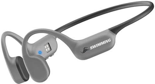 Auriculares Conducción Osea Natacion Bluetooth 5.4, Auriculares Natacion Impermeables IP68, inalámbricos con diseño abierto, reproductor de MP3 con memoria integrada de 32 GB, para Correr -Gris
