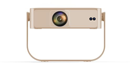 Smart Projector [Compatible with Netflix/Disney/Live TV & 330° Rotatable] Mini Portable Projector 4K Auto Focus& 6D Keystone, PUTRIMS 1080p Projectors 30000Lumen WiFi Bluetooth (Gold)