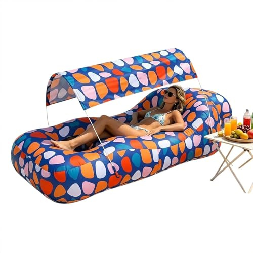 Vibhgtf Aufblasbare Relaxliege -Luft-Sofa mit Sonnenschutz