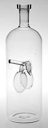 Oberstdorfer Glashütte Karaffe klarglas verziert mit Frucht Zwetschge dekorative Schnapsflasche befüllbar mundgeblasen Füllmenge 0,7 Liter Höhe ca. 245 mm