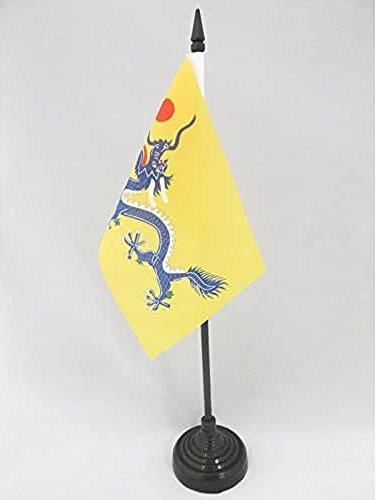 AZ FLAG - Tischflagge China Qing-Dynastie 1889-1912 - 15x10 cm - Mandschu-Dynastie Tischfahne 10 x 15 Cm - Flaggen