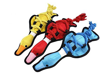 Happy Pet Cross Rope Duck Dog Toy Strong Durable Fun Interactive Chewing Outdoor Playing Catch Fetch Lightweight Tugging Pulling for All Breeds