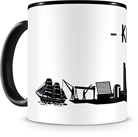 Samunshi® Kiel Skyline Tasse Kaffeetasse Teetasse H:95mm/D:82mm schwarz