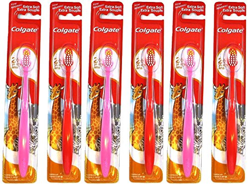 Colgate Kids Extra Soft Toothbrush for 2+ Years, Red & Pink (Pack of 6)