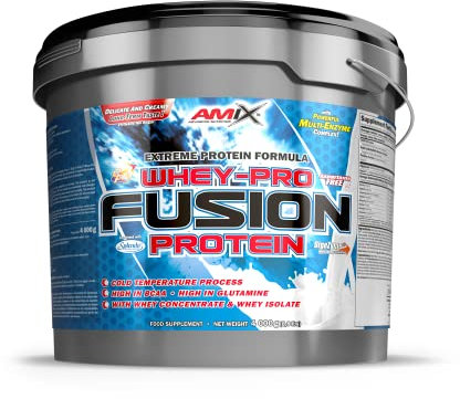 AMIX, Proteína Whey, Pure Fusión, Concentrado de Suero Ultra Filtrado, Sabor a Chocolate, Proteínas para Aumentar Masa Muscular, Proteína Isolada con Splenda, Contiene L-glutamina, 4 Kg