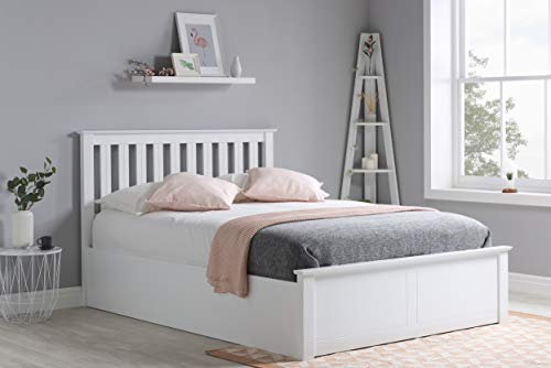 Birlea Phoenix 4ft Small-Double Ottoman Bed, White, pine