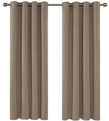 Deconovo Blickdichte Gardinen Ösenvorhang Blickdicht Vorhang Verdunkelung, 240x135cm(HöhexBreite), Taupe, 2er Set