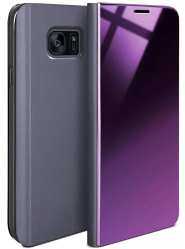 moex Void Case für Samsung Galaxy S7 Edge Hülle in Hochglanz Optik, Clear View Cover Spiegelhülle, Flip Case 360 Grad Schutzhülle mit Spiegel, Rundumschutz Handyhülle, Blau