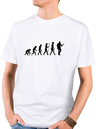 JUNIWORDS Herren T-Shirt mit rundem Ausschnitt - Evolution Handball Spieler Wähle Größe & Farbe - Größe: XL - Farbe: Weiß